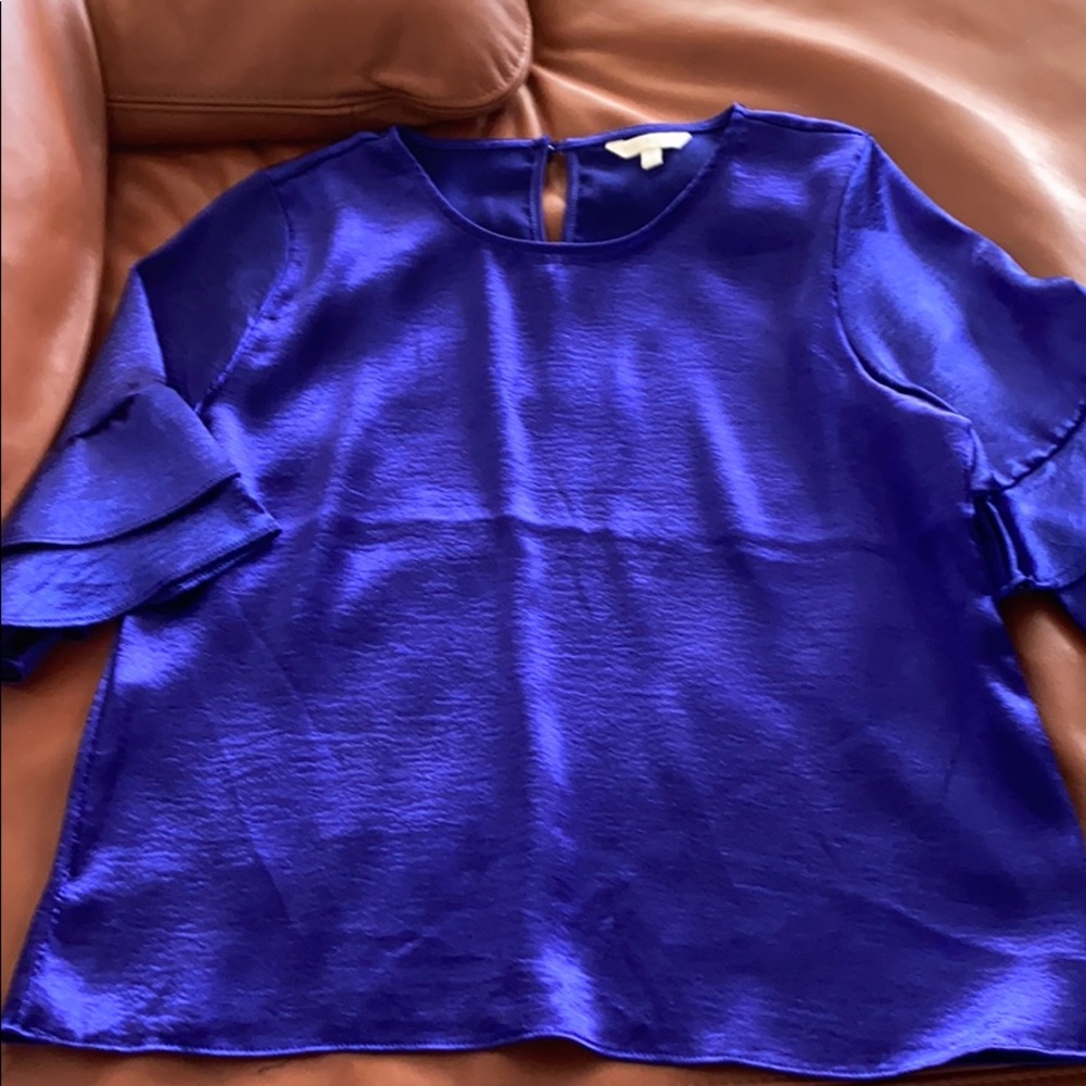 Ruffle sleeve Royal blue blouse